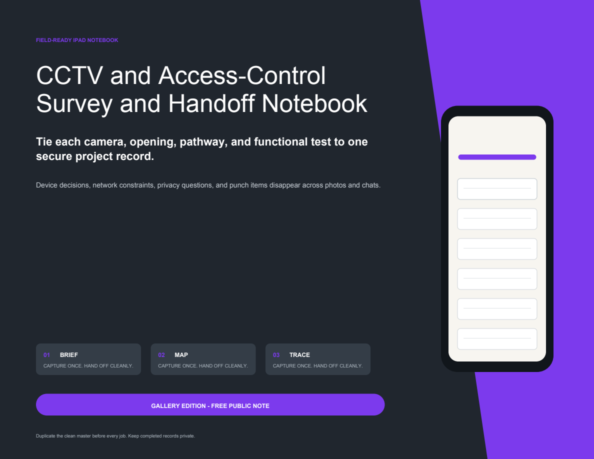 CCTV and Access-Control Survey and Handoff Notebook cover