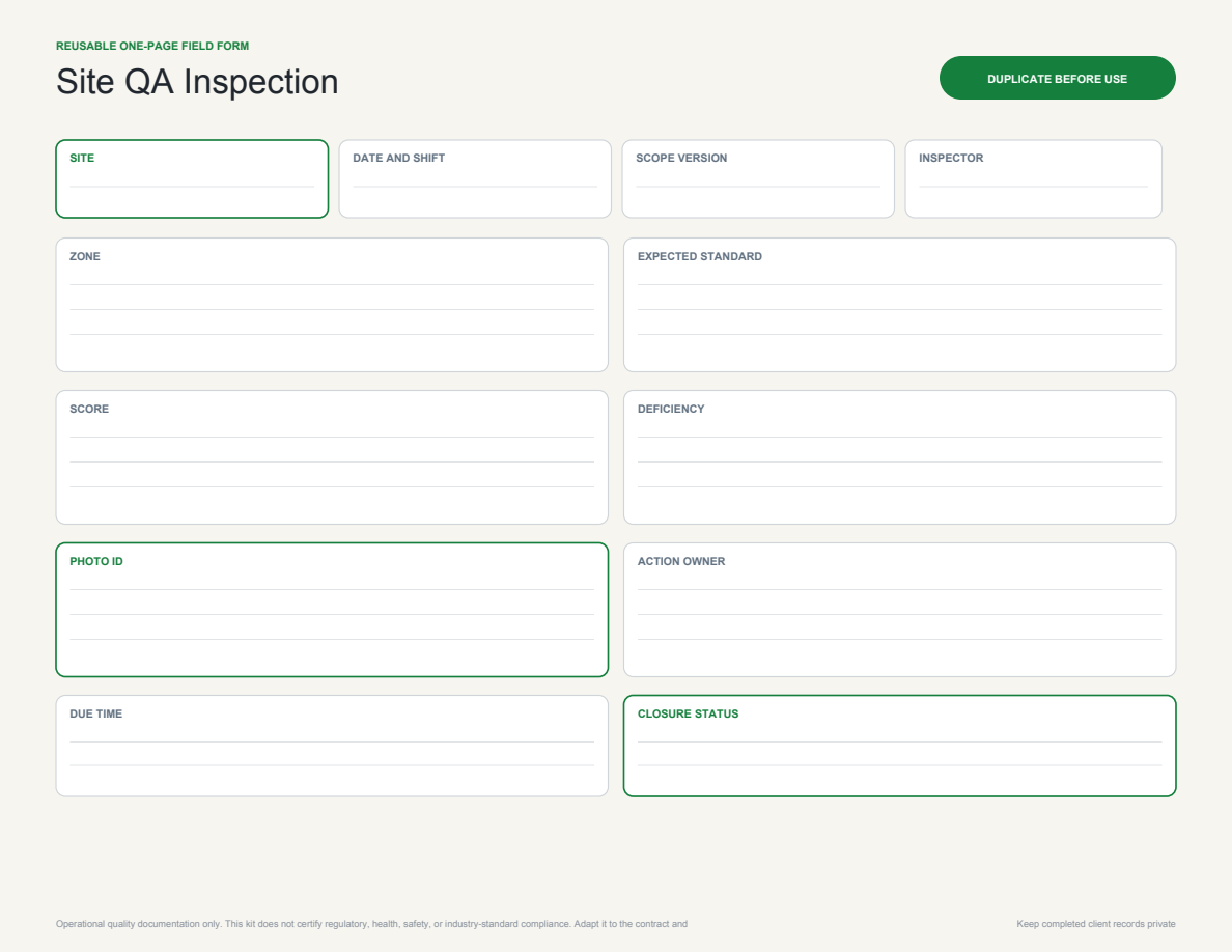 Cleaning Quality Inspection page preview