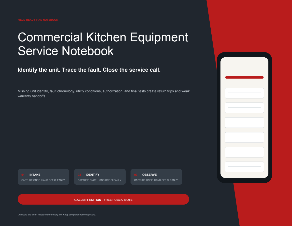 Commercial Kitchen Equipment Service Notebook cover
