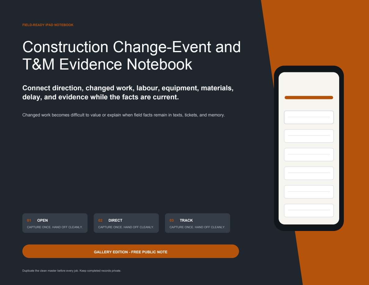Construction Change-Event and T&M Evidence Notebook cover