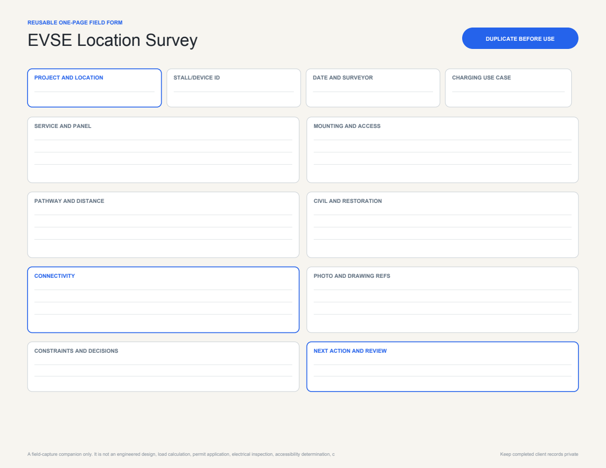 EVSE Location Survey page preview