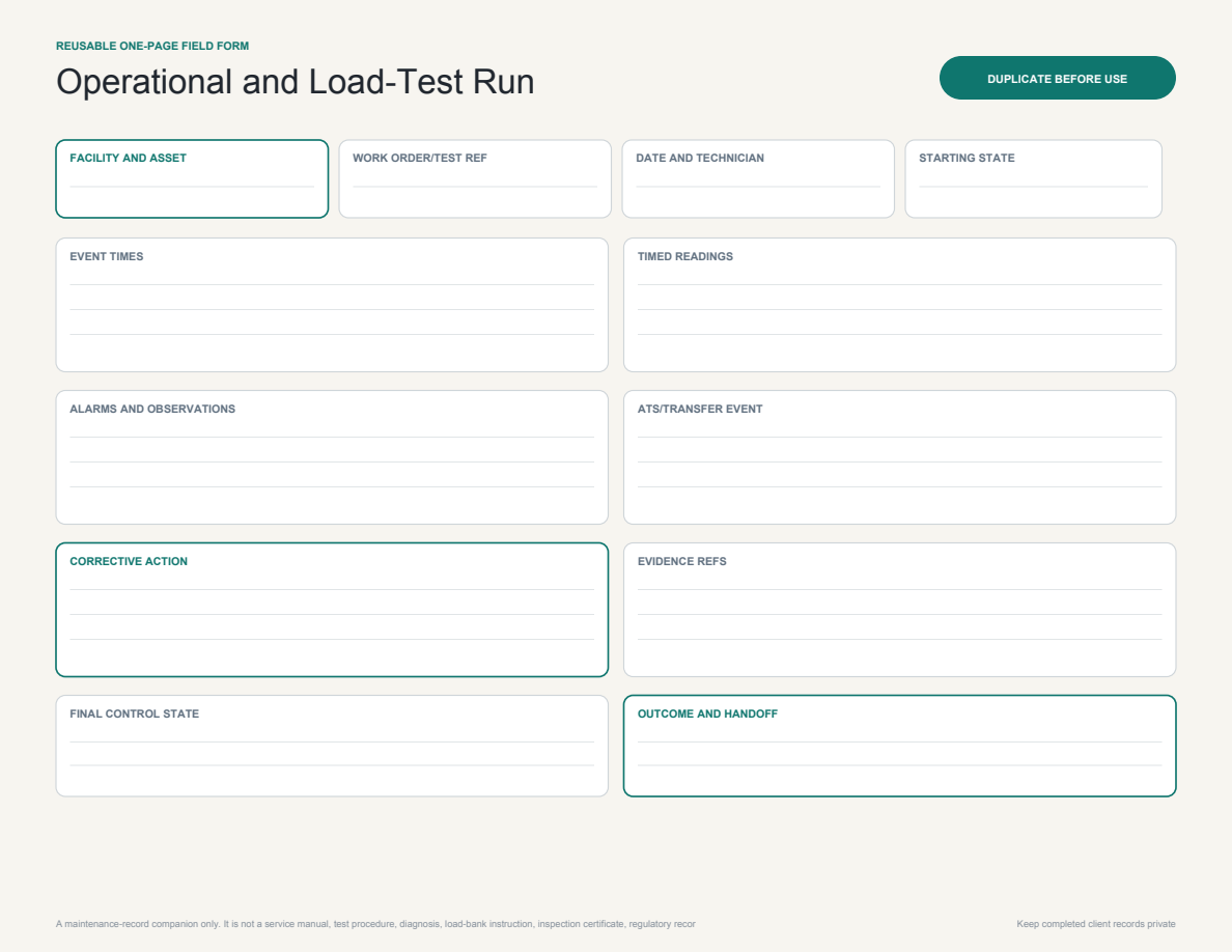 Operational and Load-Test Run page preview