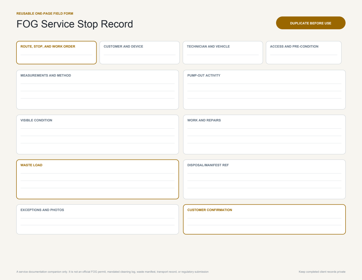FOG Service Stop Record page preview