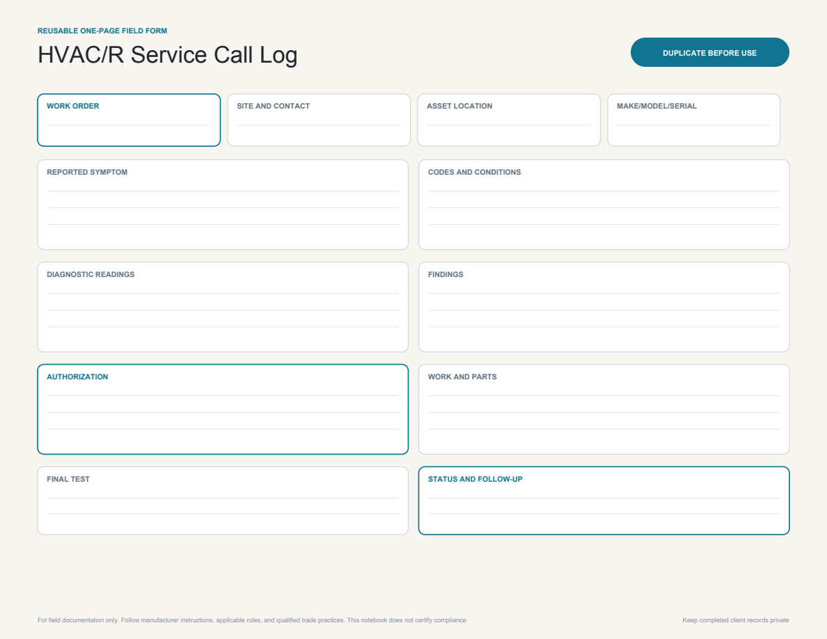 Service Call Record page preview