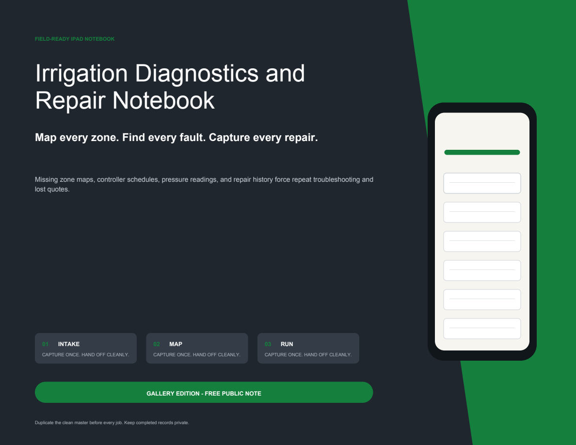 Irrigation Diagnostics and Repair Notebook cover