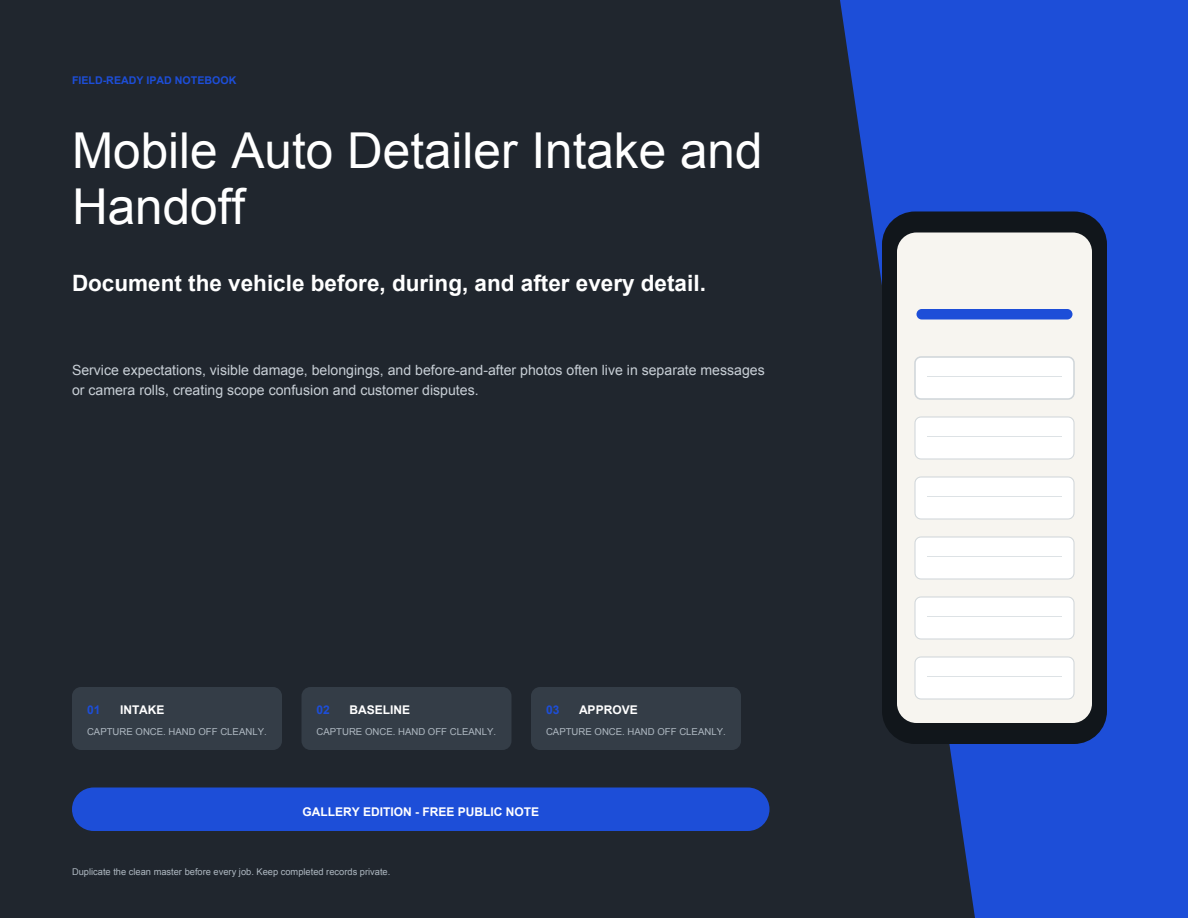 Mobile Auto Detailer Intake and Handoff cover