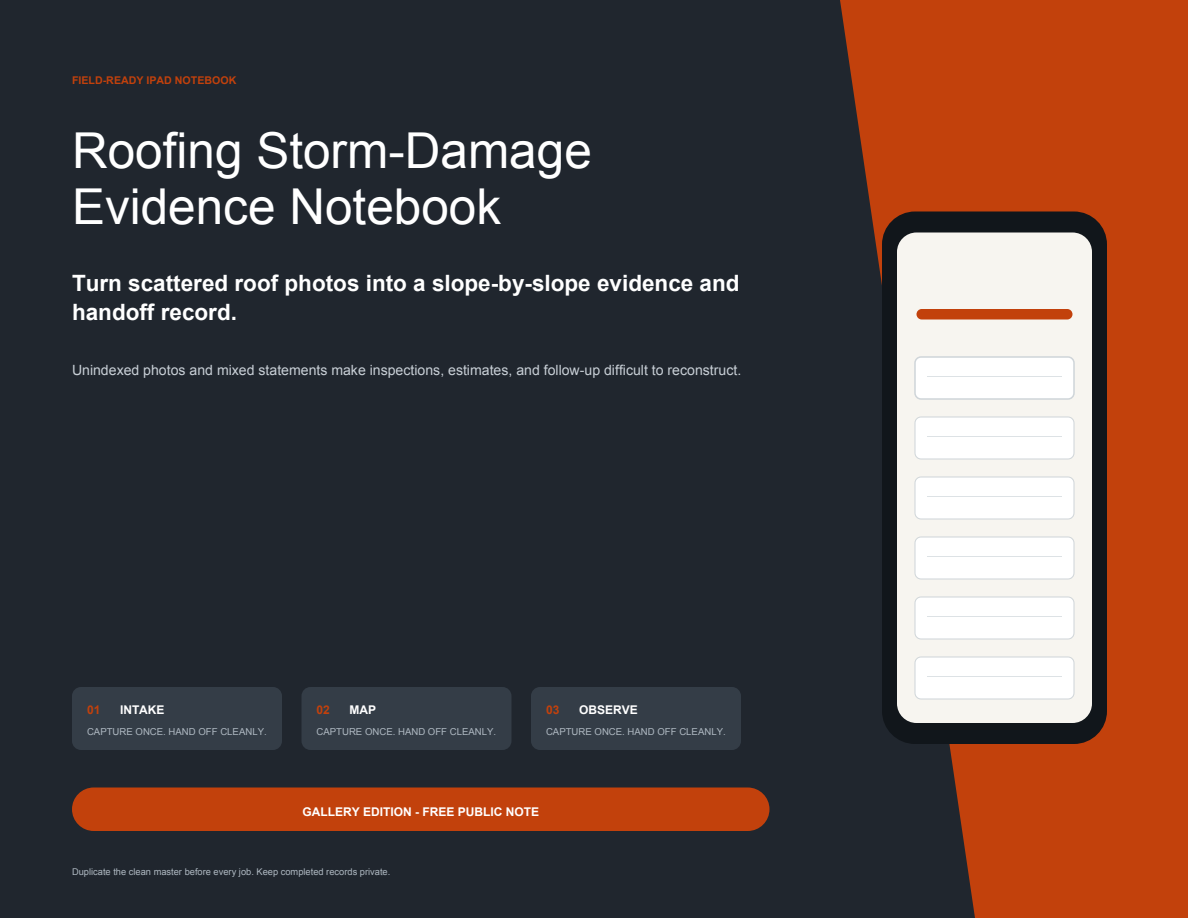 Roofing Storm-Damage Evidence Notebook cover