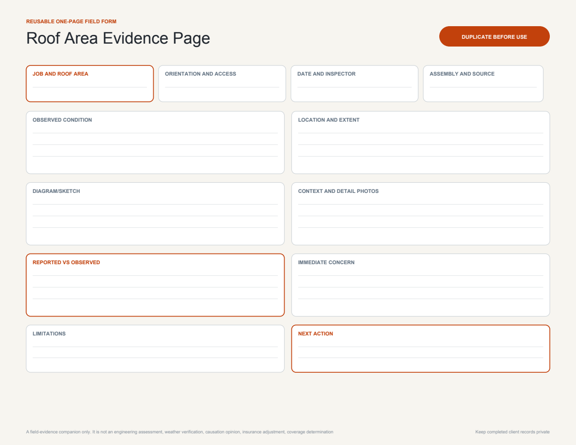 Roof Area Evidence Page page preview