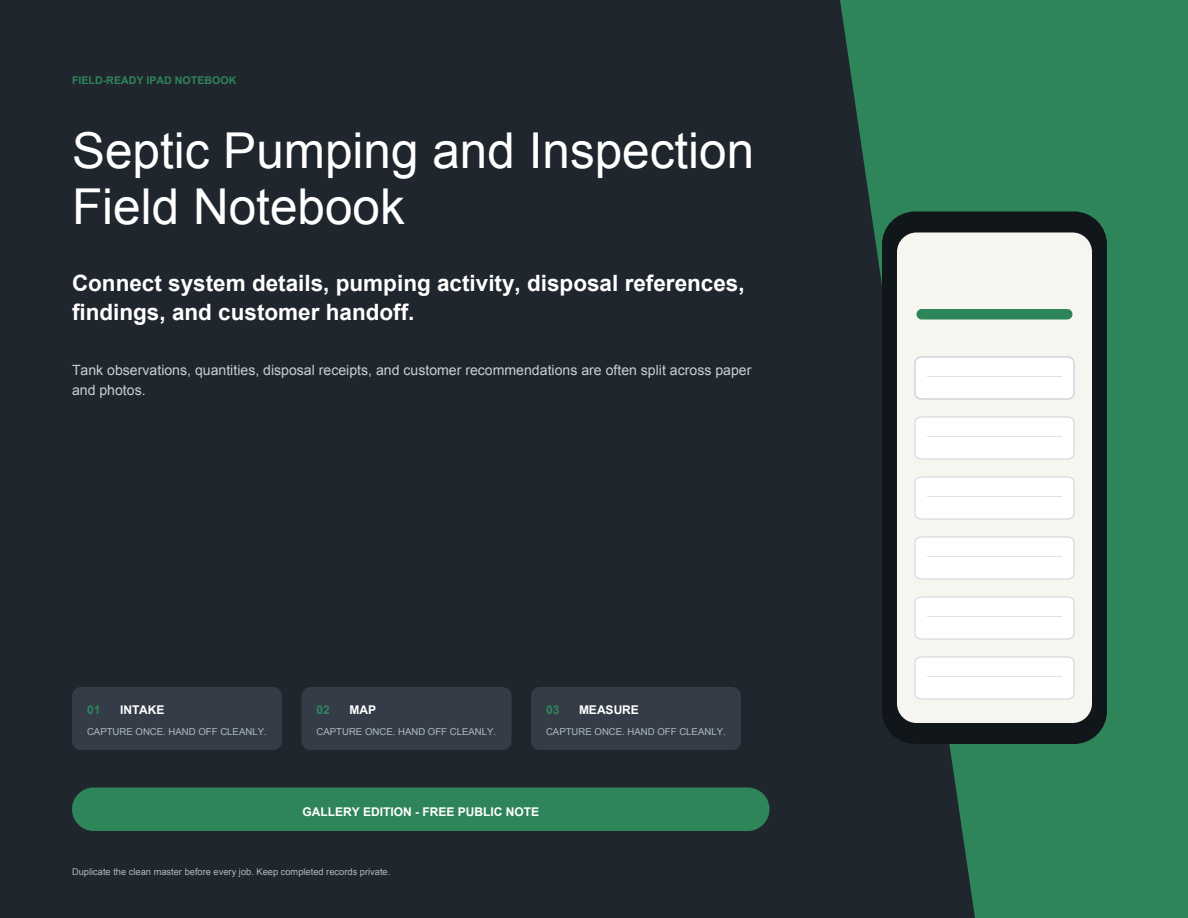 Septic Pumping and Inspection Field Notebook cover