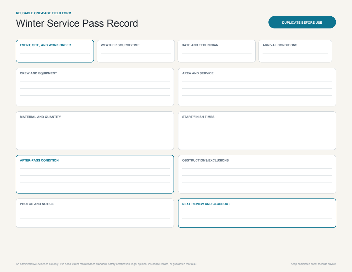 Winter Service Pass Record page preview