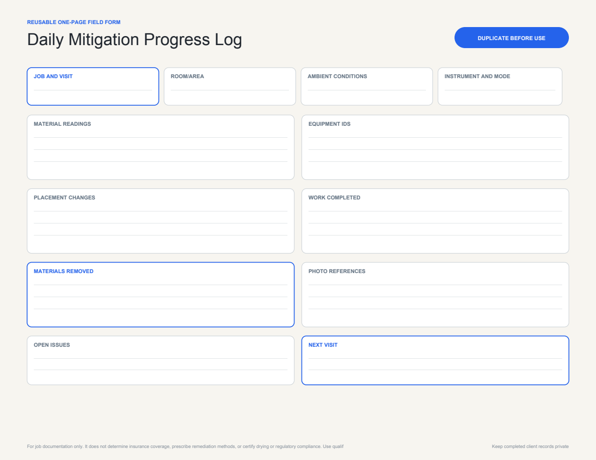 Daily Mitigation Log page preview